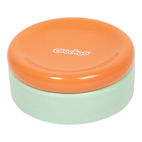 Coockoo Funky Feeding - ruoka - ja juomakuppi, oranssi ja vihreä