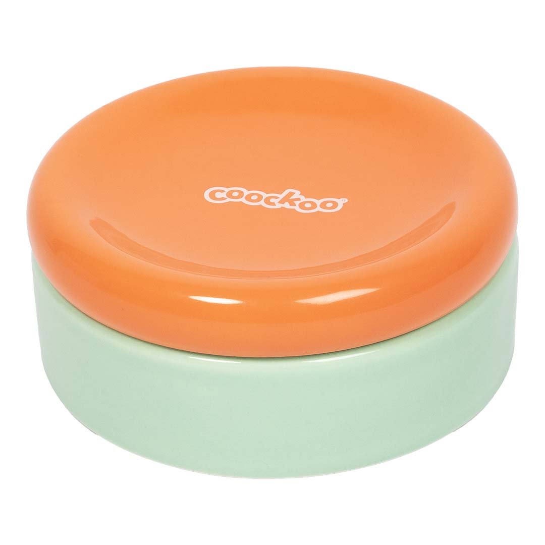 Coockoo Funky Feeding - ruoka - ja juomakuppi, oranssi ja vihreä