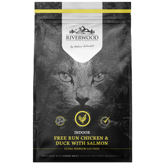 Riverwood Viljaton täysravinto sisäkissalle, kana, ankka & lohi